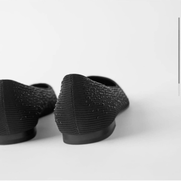 Zara sparkly ballet flats Black NWT - Picture 3 of 4